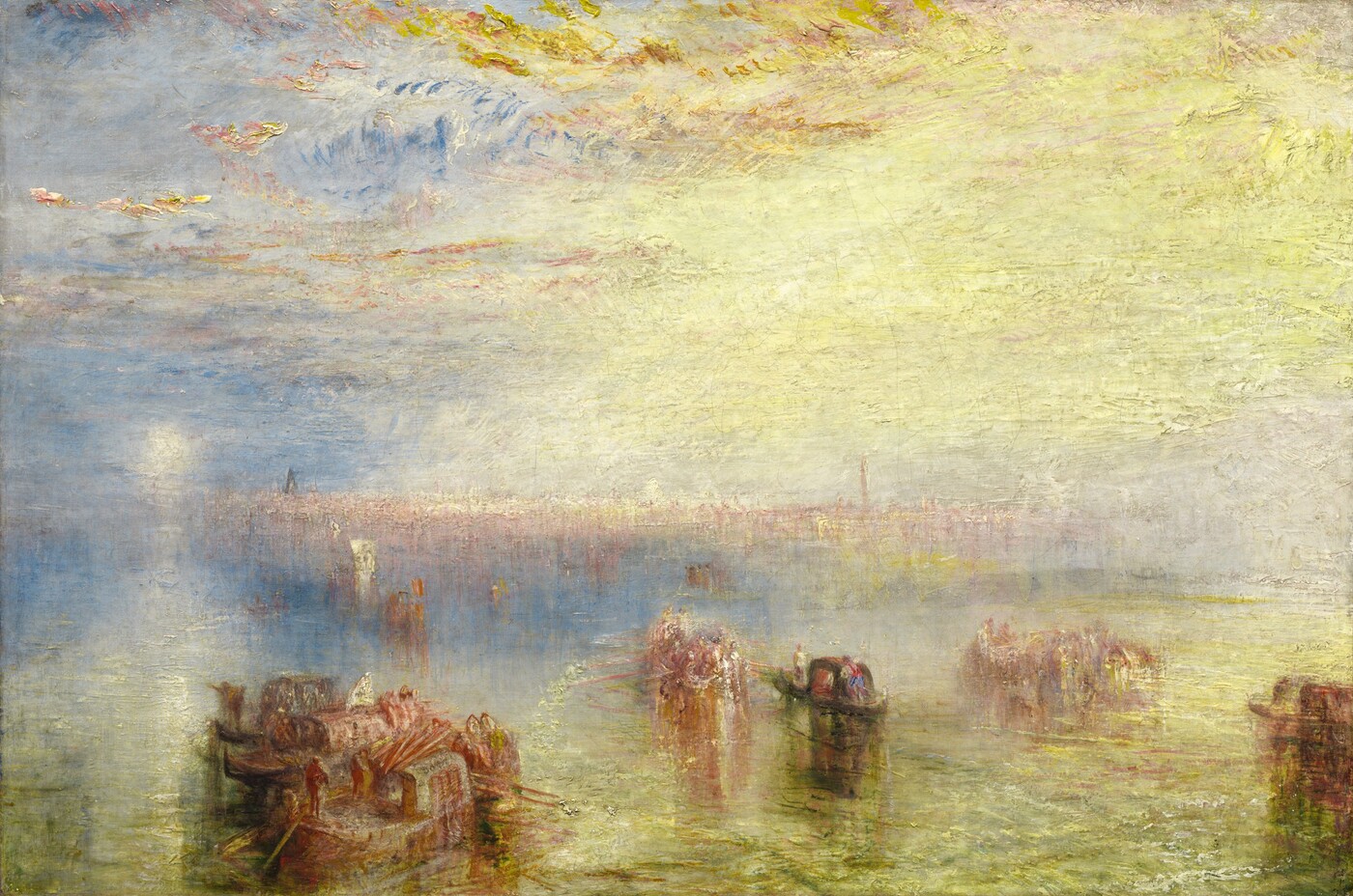 Turner’s Approach to Venice, with pale buildings dissolving into a golden lagoon